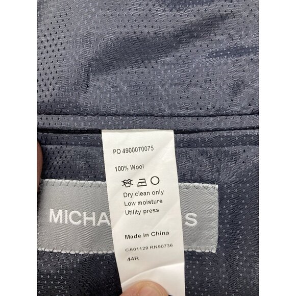 Michael Kors Wool Blazer Men’s Size 44R Gray Pinstripe Double Breasted - Picture 4 of 10